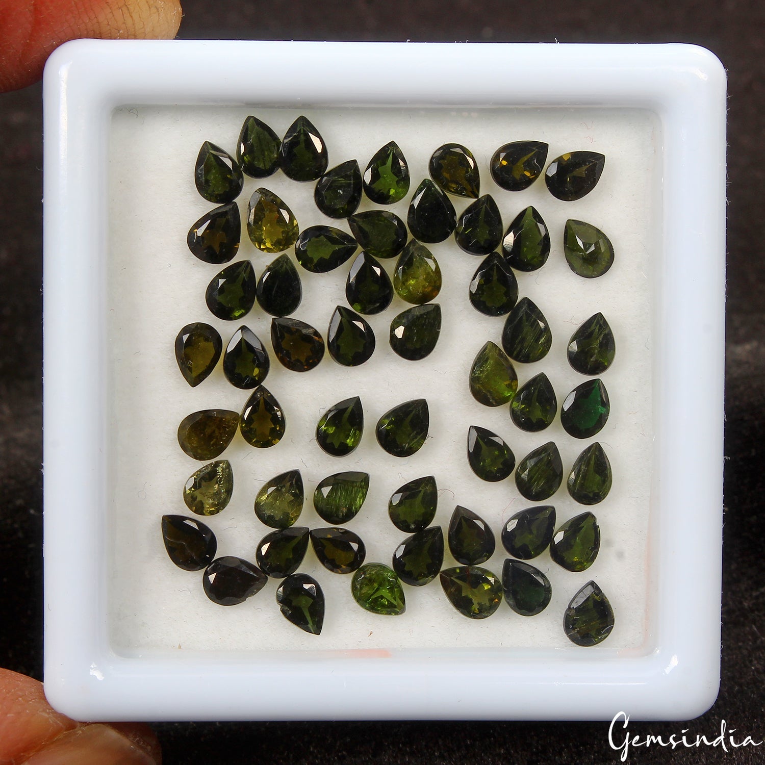 8.80 Ct Natural Unheated Green Tourmaline 4x3mm Pear Cut Loose Gemstones ~55 Pcs