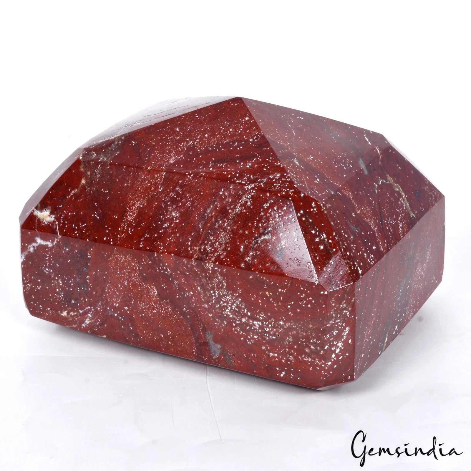 Red Jasper Loose Gemstone, Octagon Cut, Untreated — 3.6x2.6x2.5 Inch, 3500 Ct (0.70 Kg), Madagascar