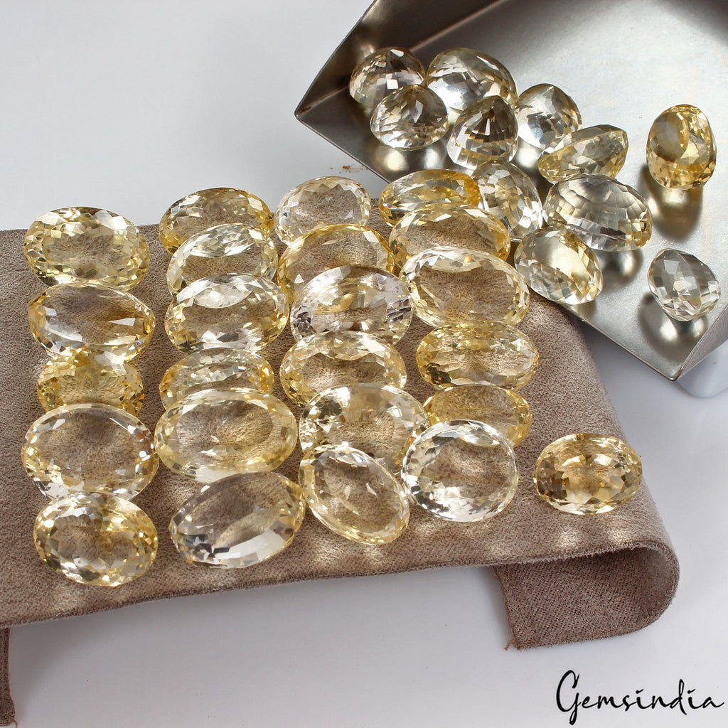 36 Pcs Natural Citrine !4-20mm Unheated Oval Cut Loose Gemstones 585 Cts, Brazil