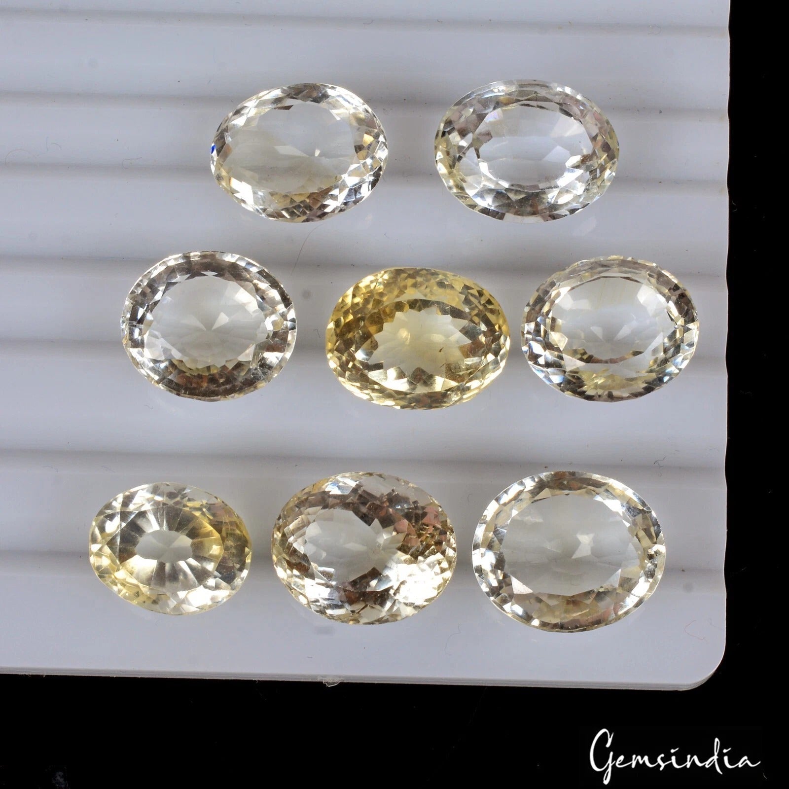100 Cts/8 Pcs Natural Untreated Lemon Quartz Citrine Oval Loose Gems For Jewelry
