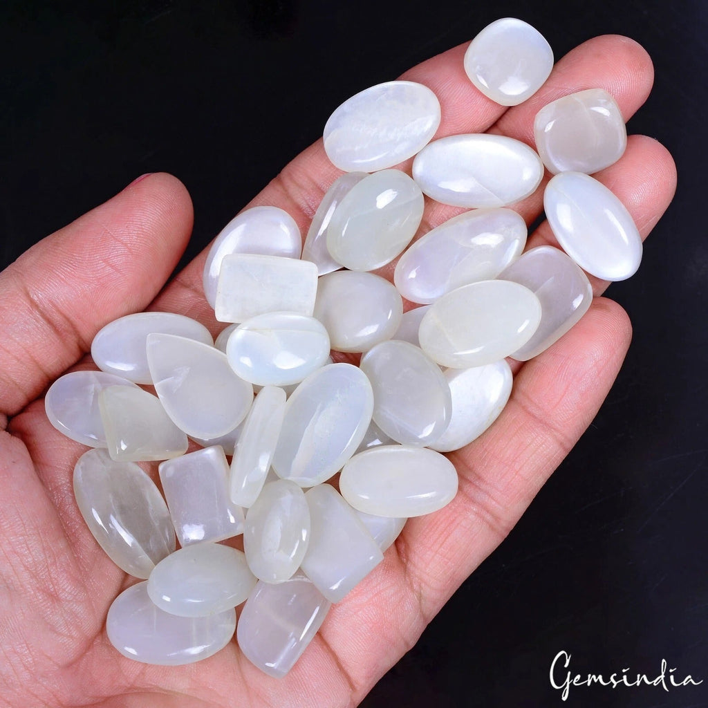 Certified 440 Cts/36 Pcs Natural Silky Moonstone Mix Cab Loose Gems For Jewelry