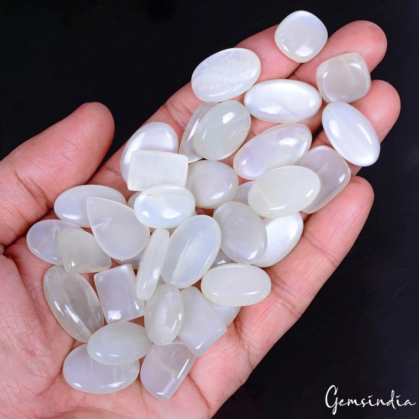 Certified 440 Cts/36 Pcs Natural Silky Moonstone Mix Cab Loose Gems For Jewelry