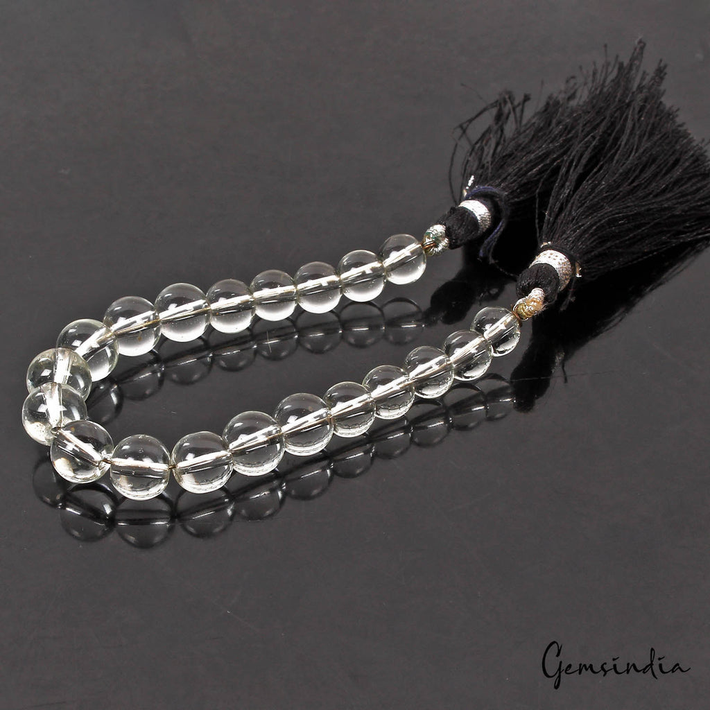 Quartz Beaded Strand, Untreated, White — 7mm, 65 Ct, Madagascar