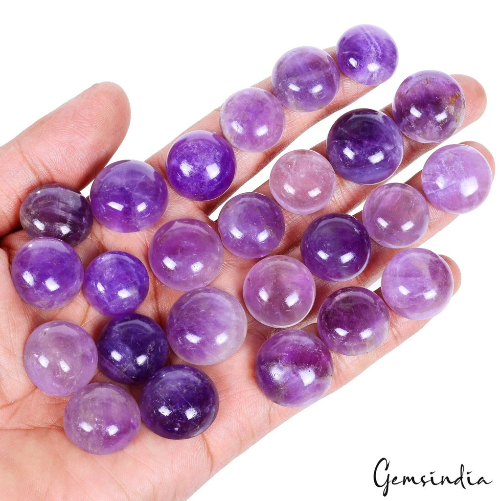 630 Cts/25 Pcs Natural Untreated Purple Amethyst Round Cab Gems Lot For Jewelry