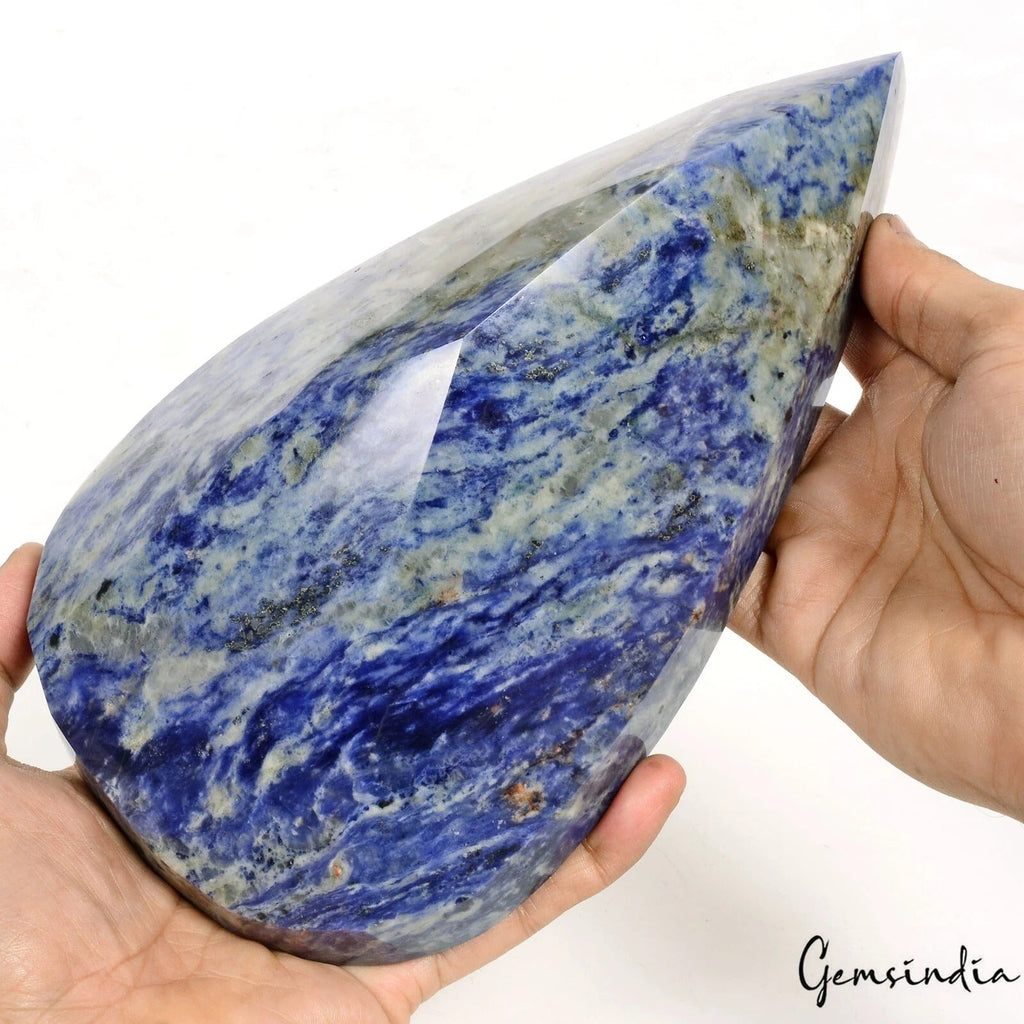 2.6 kilo Natural Blue Sodalite Pear Earth-Mined Top Quality Untreated Gemstone