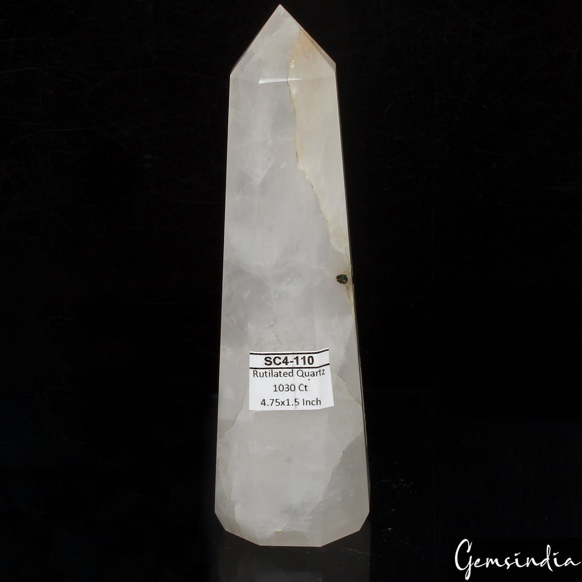 4.7" Natural Black Tourmaline Rutilated Quartz Tower Crystal Point Obelisk Stone