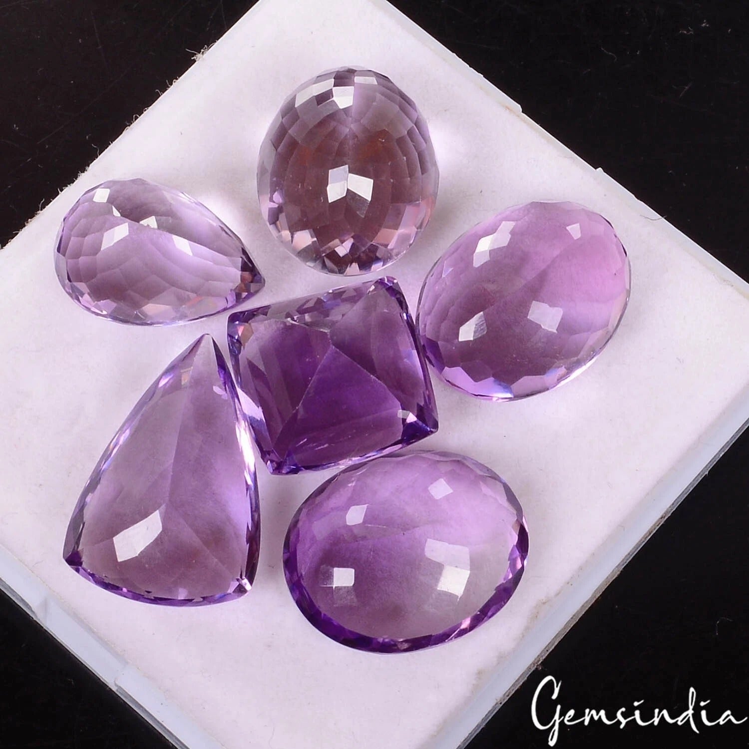 Certified 111 Cts/6 Pcs Natural Untreated Brazilian Purple Amethyst Mix Cut Gems