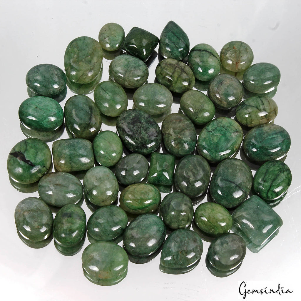 Emerald Lot, Cabochon, Oval Cabochon, Color Enhanced — 42 Pieces, 14mm to 22mm, 560 Ct, Brazil