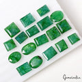 Emerald Lot, Loose Gemstone, Indication of Color Treatment for Better Appearance, Color Enhanced — 18 Pieces, 12mm to 19mm, 260 Ct, Brazil