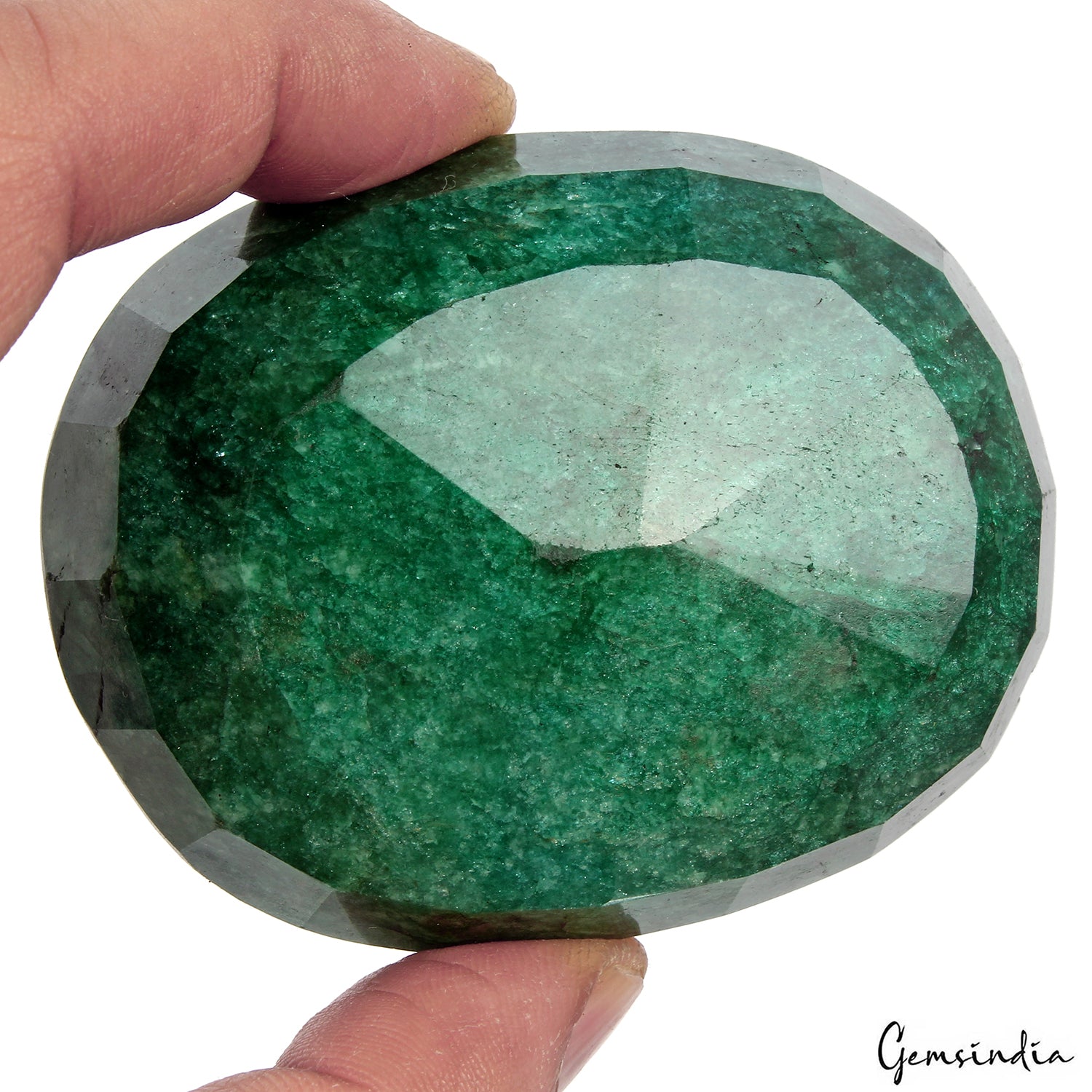 Emerald Loose Gemstone, Color Enhanced, Blue — 75 x 59 x 25 mm, 900 Ct, Zambia