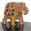 Hand Carved Elephant with Baby Inside Double Elephant Soapstone Figure ~ 1350 Ct