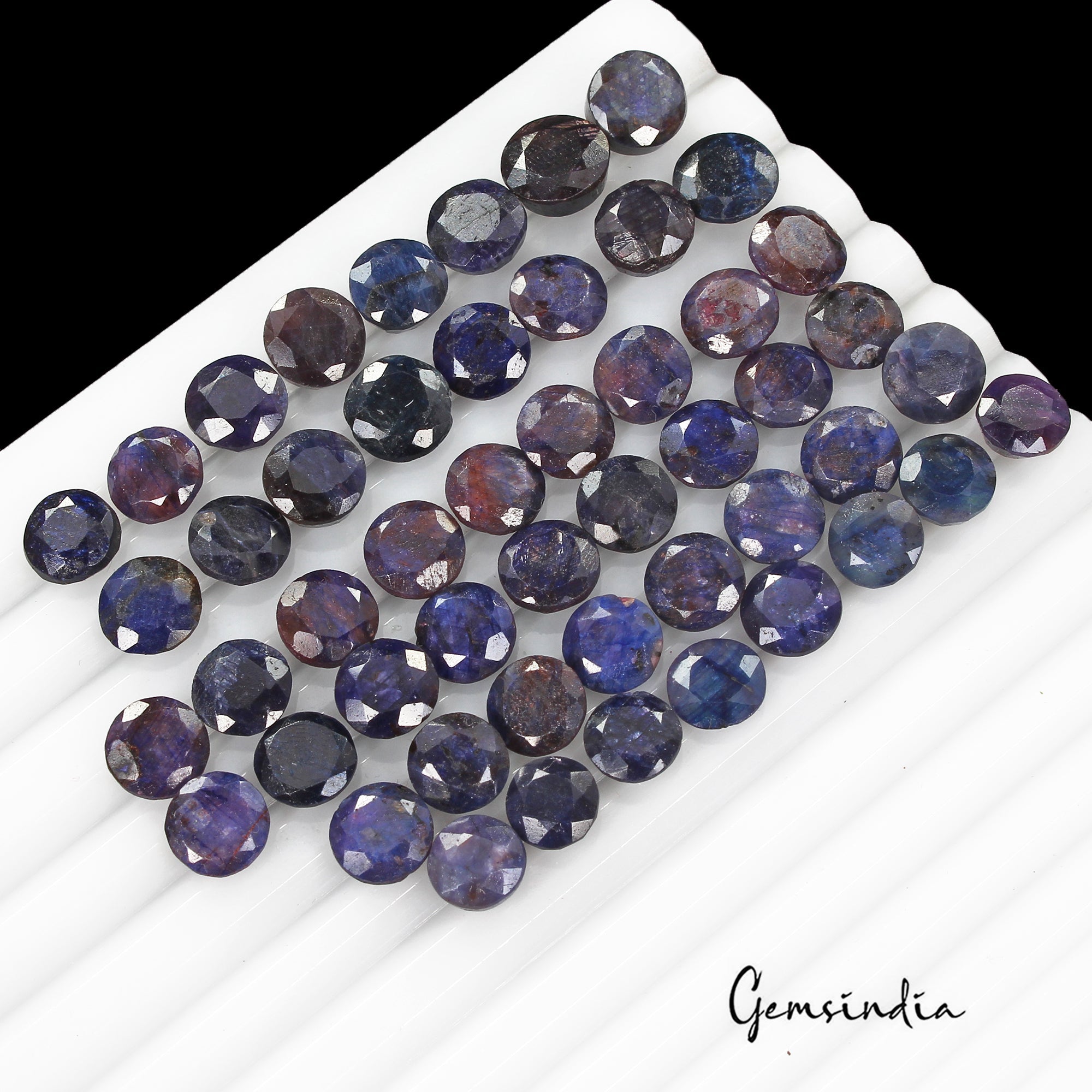 136.80 Cts/50 Pcs Natural African Dark Blue Sapphire Round Cut Gems For Jewelry