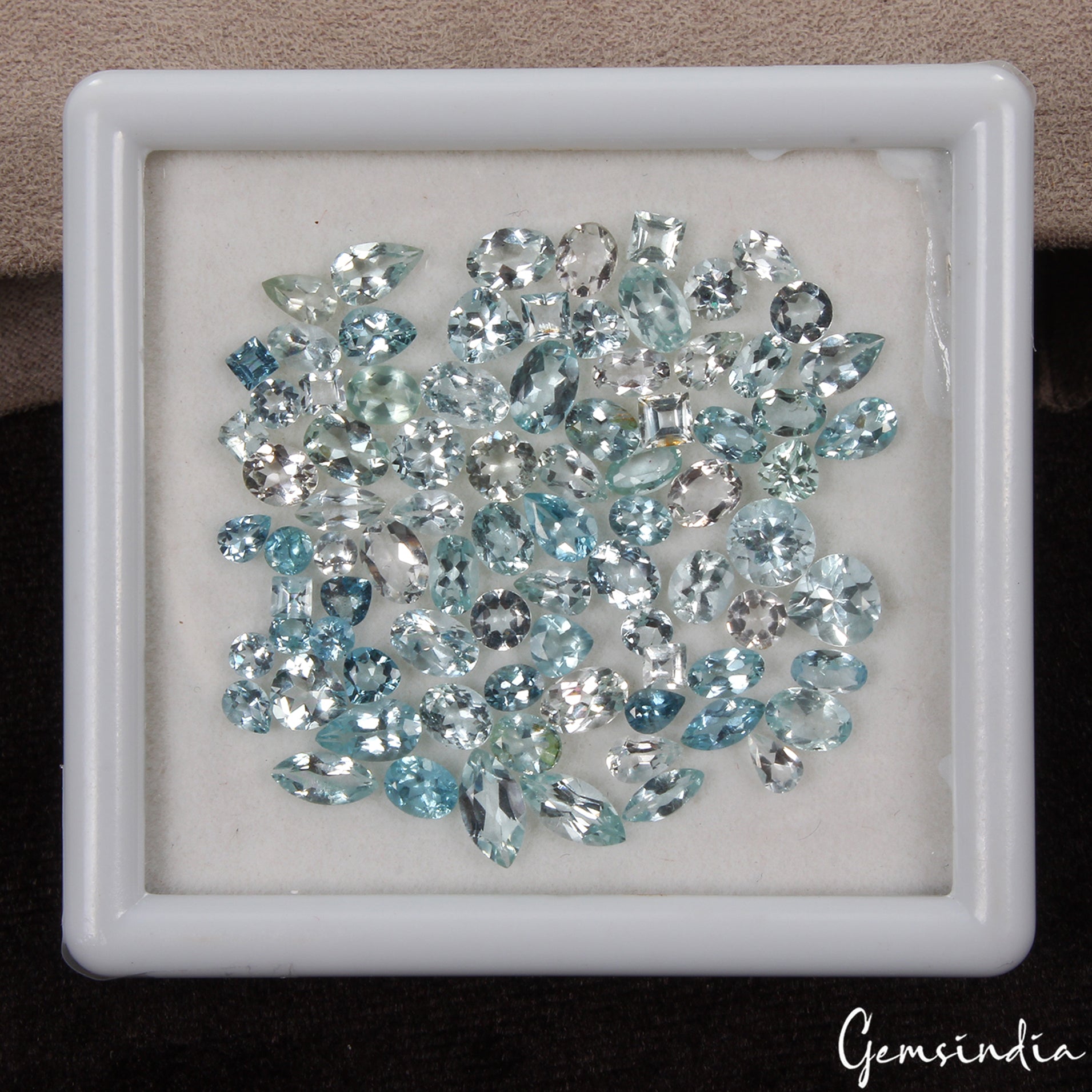 84 Pcs Natural Blue Aquamarine Mix Cut 2.5-8mm Loose Jewelry Gemstones~21.20 Cts
