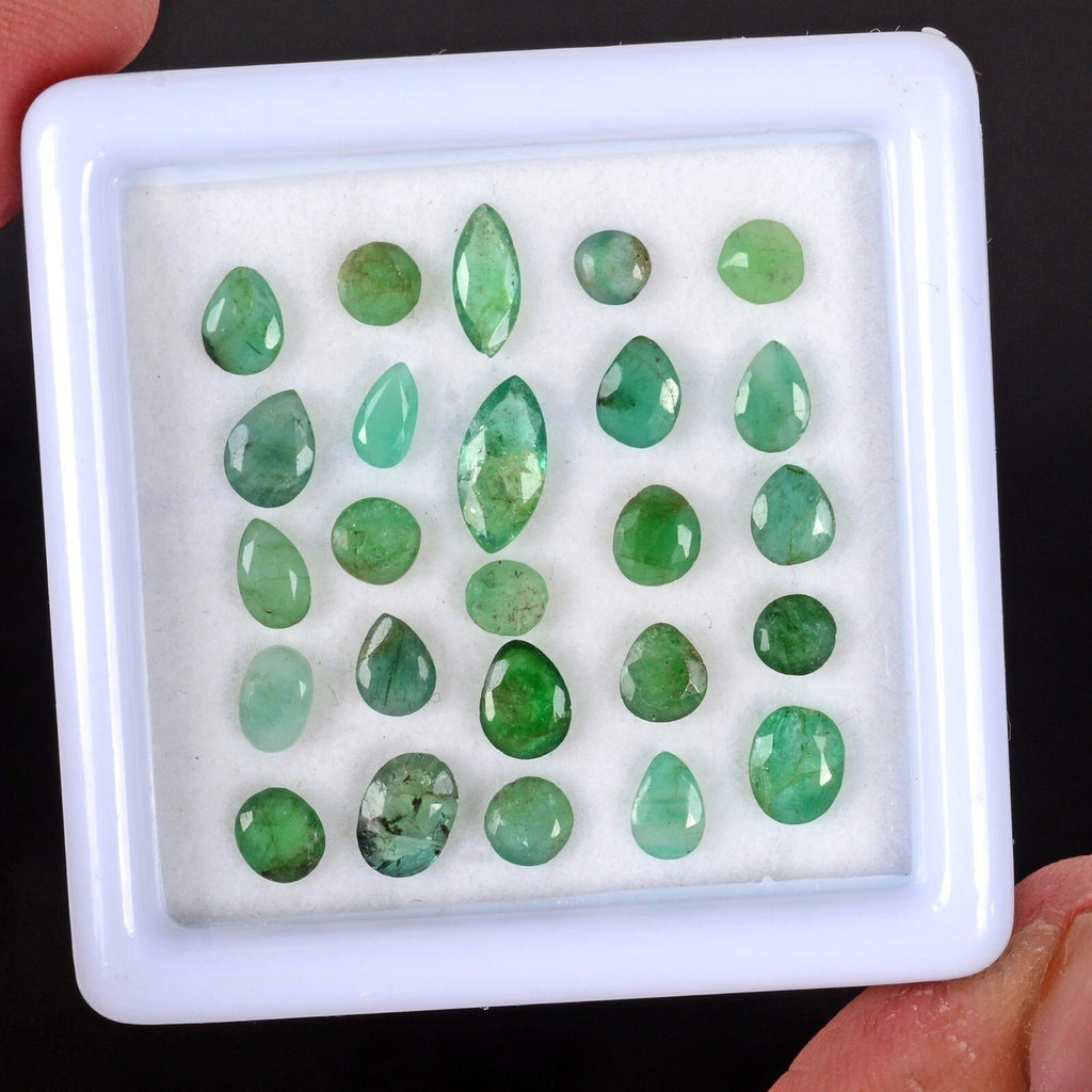 6.50 Ct/25 Pcs Natural Untreated Colombian Green Emerald Mix Cut Loose Gems Lot