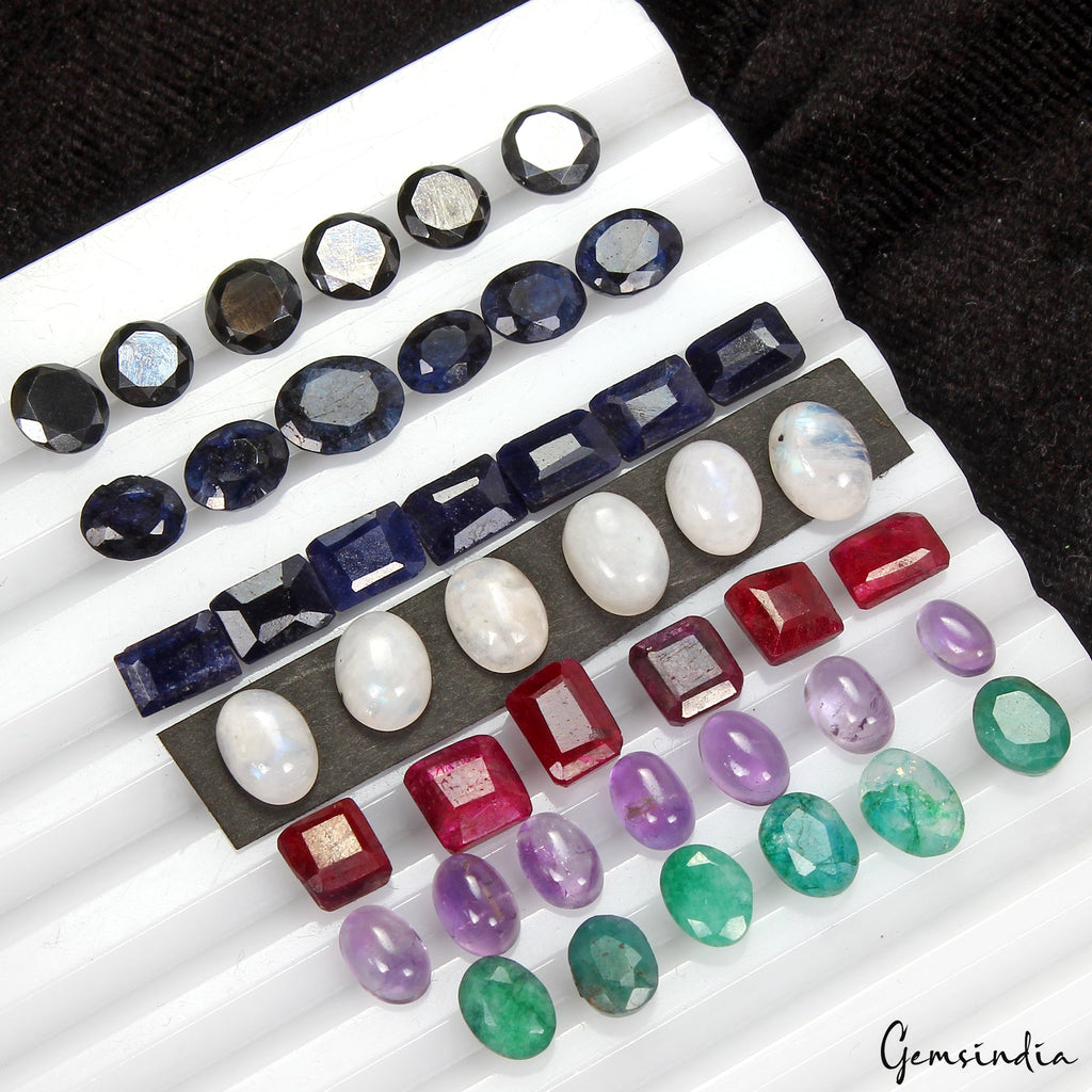 44 Pcs Estate Genuine Semi Precious Loose Mix Cut Jewelry Gemstones Collection