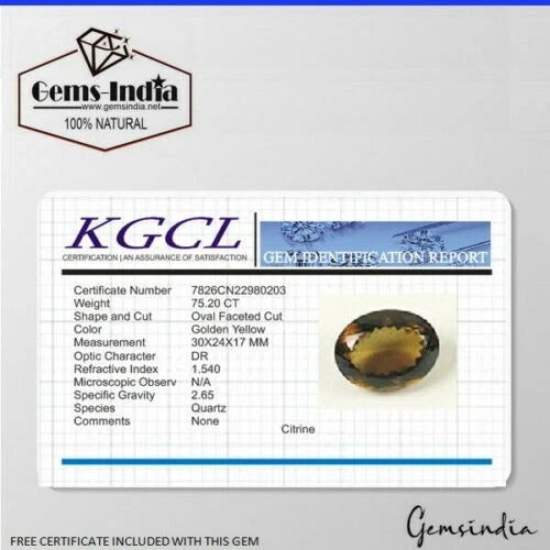 Certified 75.20 Ct Natural Untreated Madeira Citrine Oval Cut Huge Gemstone 30mm