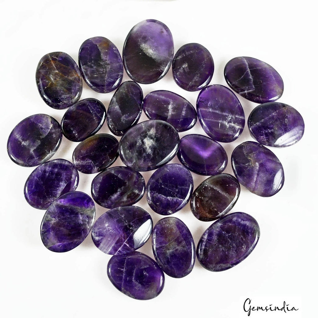 Amethyst Lot, Cabochon, Untreated, Purple — 24 Pieces, 20mm to 26mm, 500 Ct, Uruguay