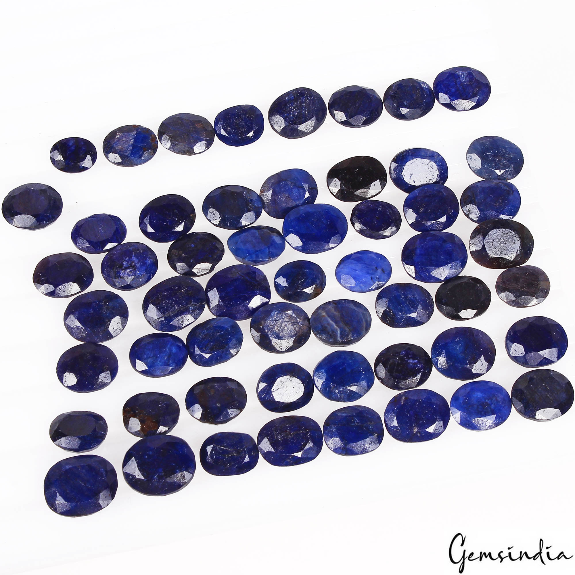 222.80 Cts/55 Pcs Natural African Blue Sapphire Oval Cut Loose Gems For Jewelry
