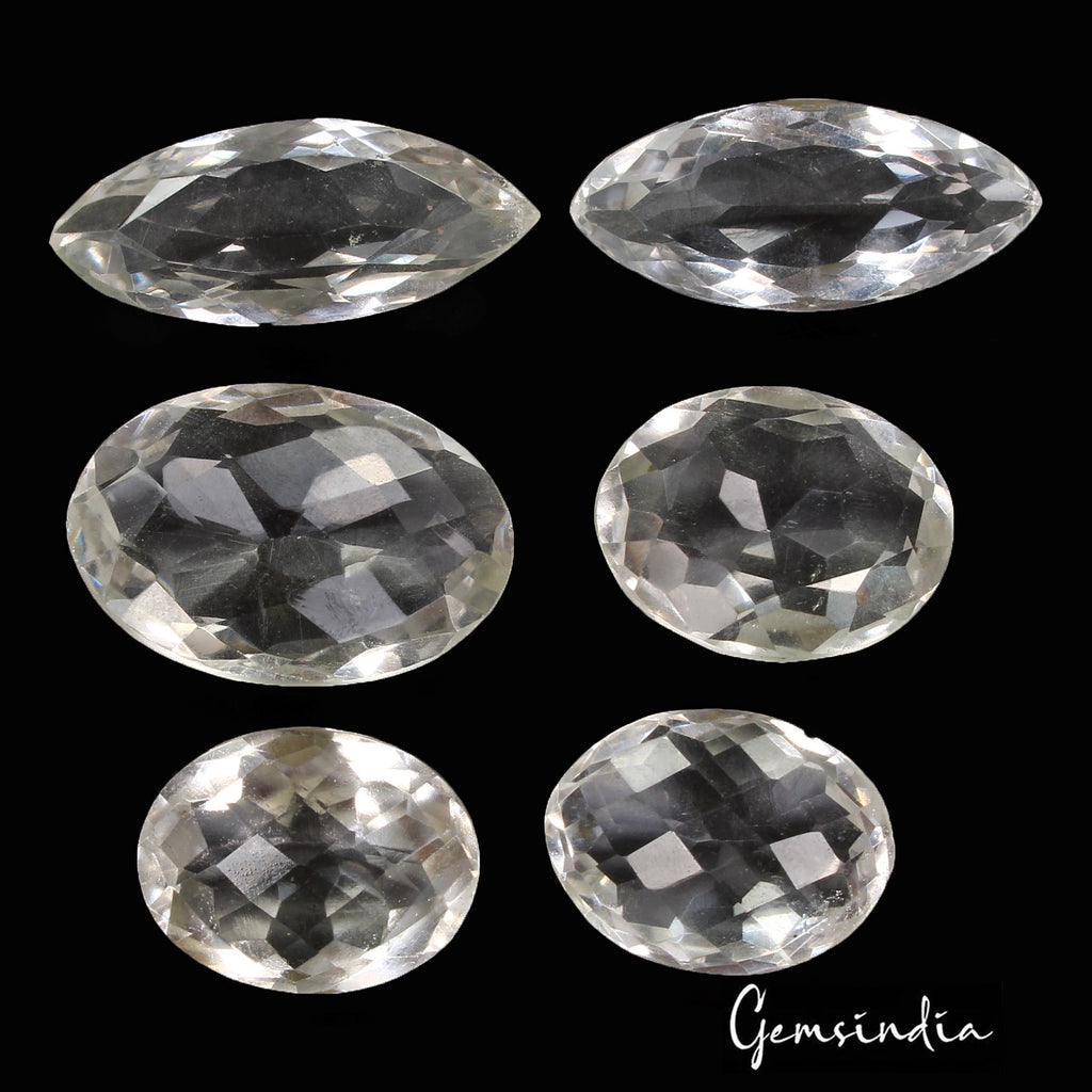 227.70 Ct Natural Untreated Crystal Quartz Mix Faceted Loose Gemstone Lot 6 Pcs