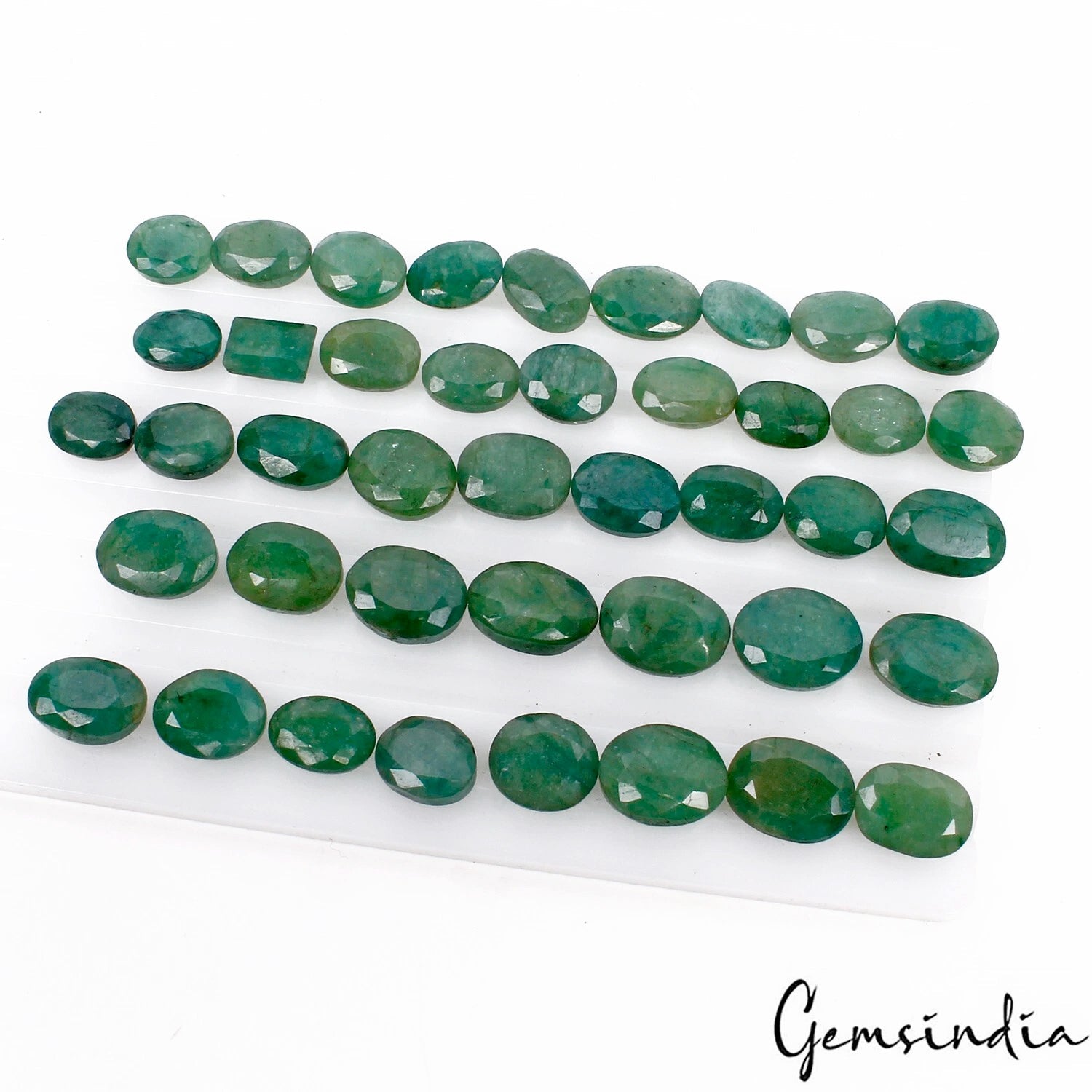 11-16mm Natural Green Emerald 300 Ct Oval Cut Loose Jewelry Gemstones Lot ~42 Pc