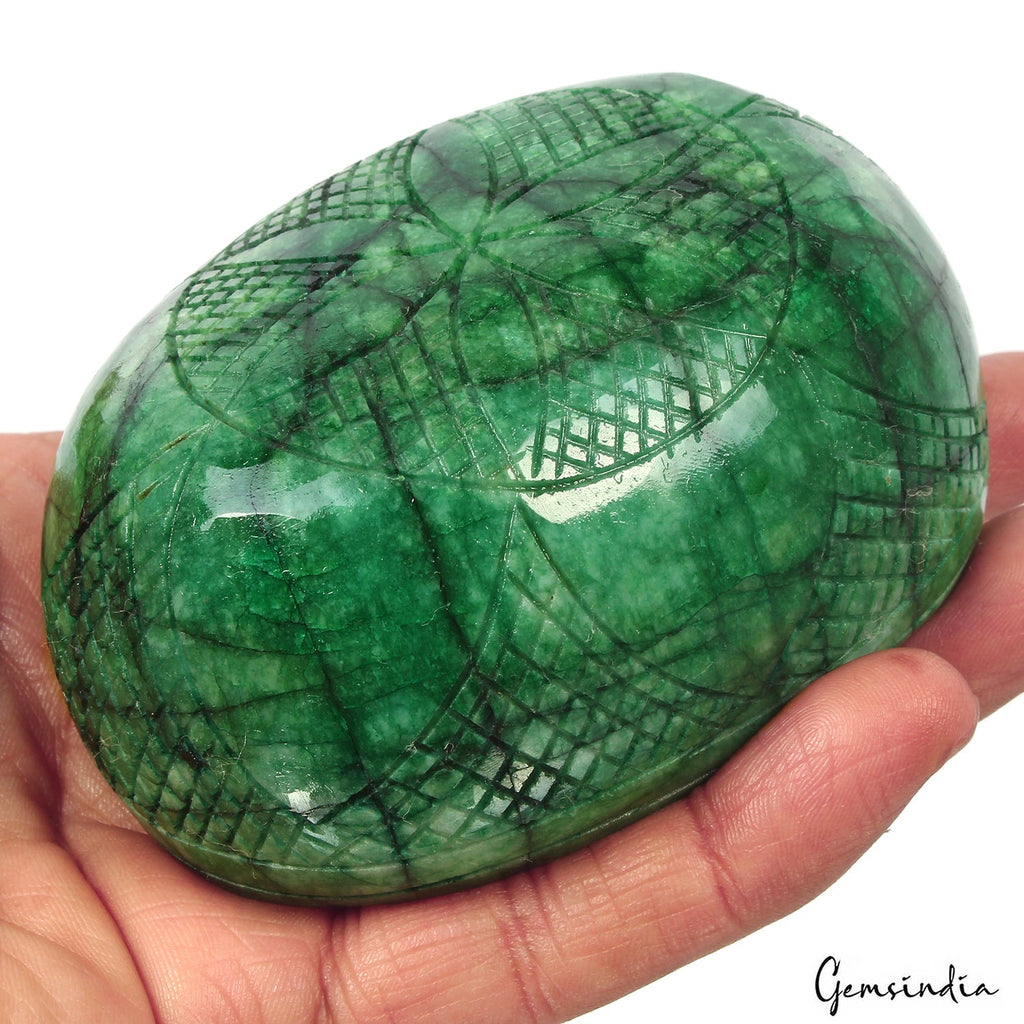 2300 Ct Natural Green Brazilian Emerald Oval Cut Carving Earth Mined Huge Gems