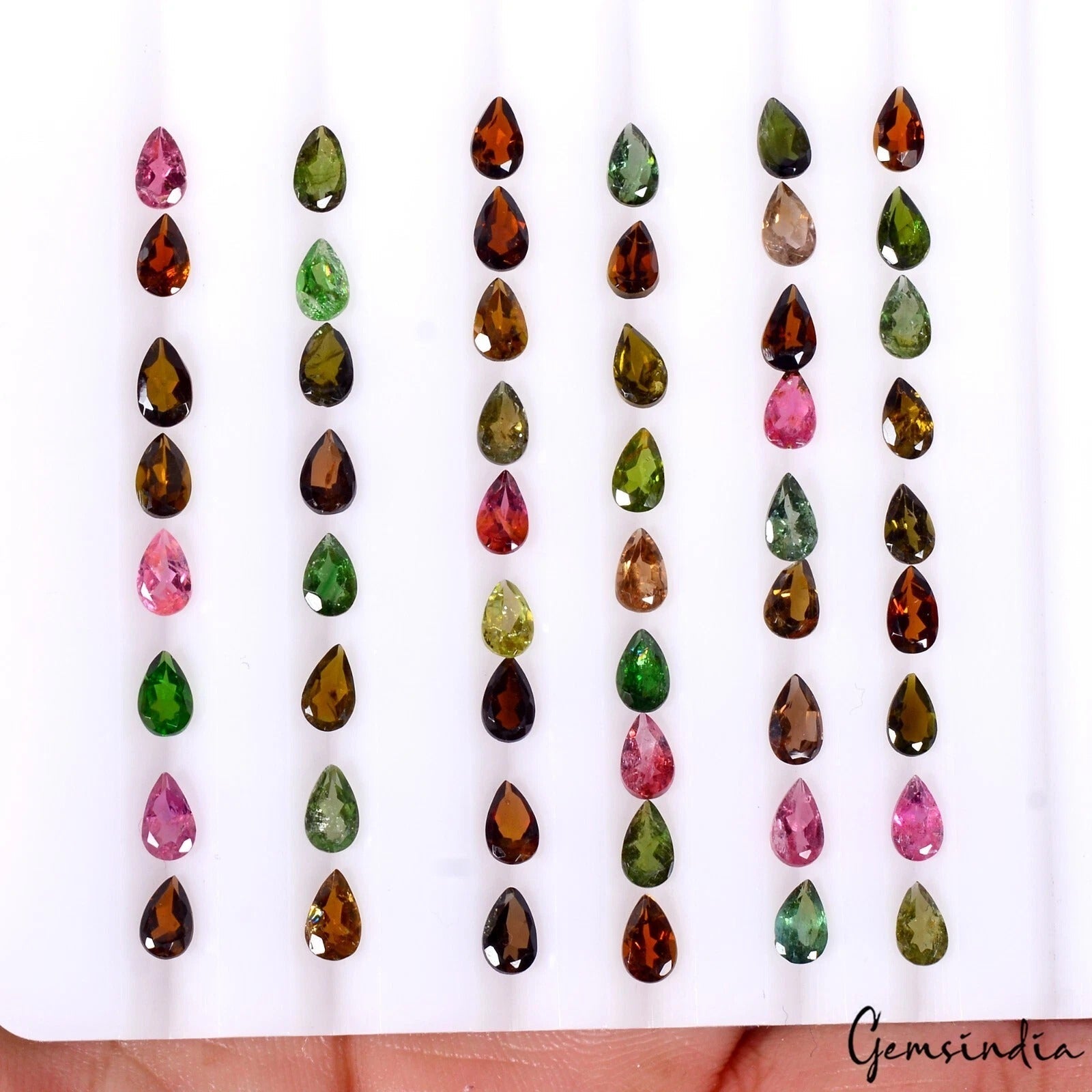 VVS 52 Pcs Natural Multi Tourmaline 5x3mm Pear Cut Loose Untreated Gemstones Lot