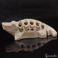 1060 Cts Soapstone Ferocious Crocodile Décor Figurine Crocodile Cub Inside