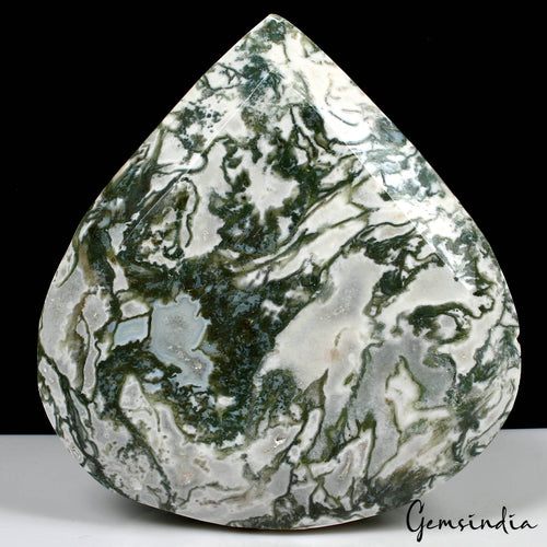 1.7 Kilo Natural Moss Agate Pear Faceted Museum Grade Rare Gemstone 5.5x5.3 in