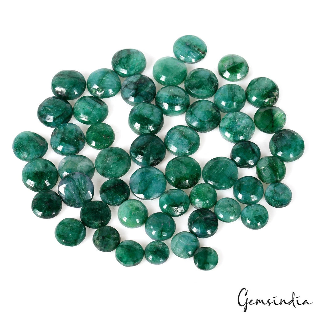 Emerald Lot, Loose Gemstone, Color Enhanced, Green — 50 Pieces, 08mm to 14mm, 258.90 Ct, Brazil