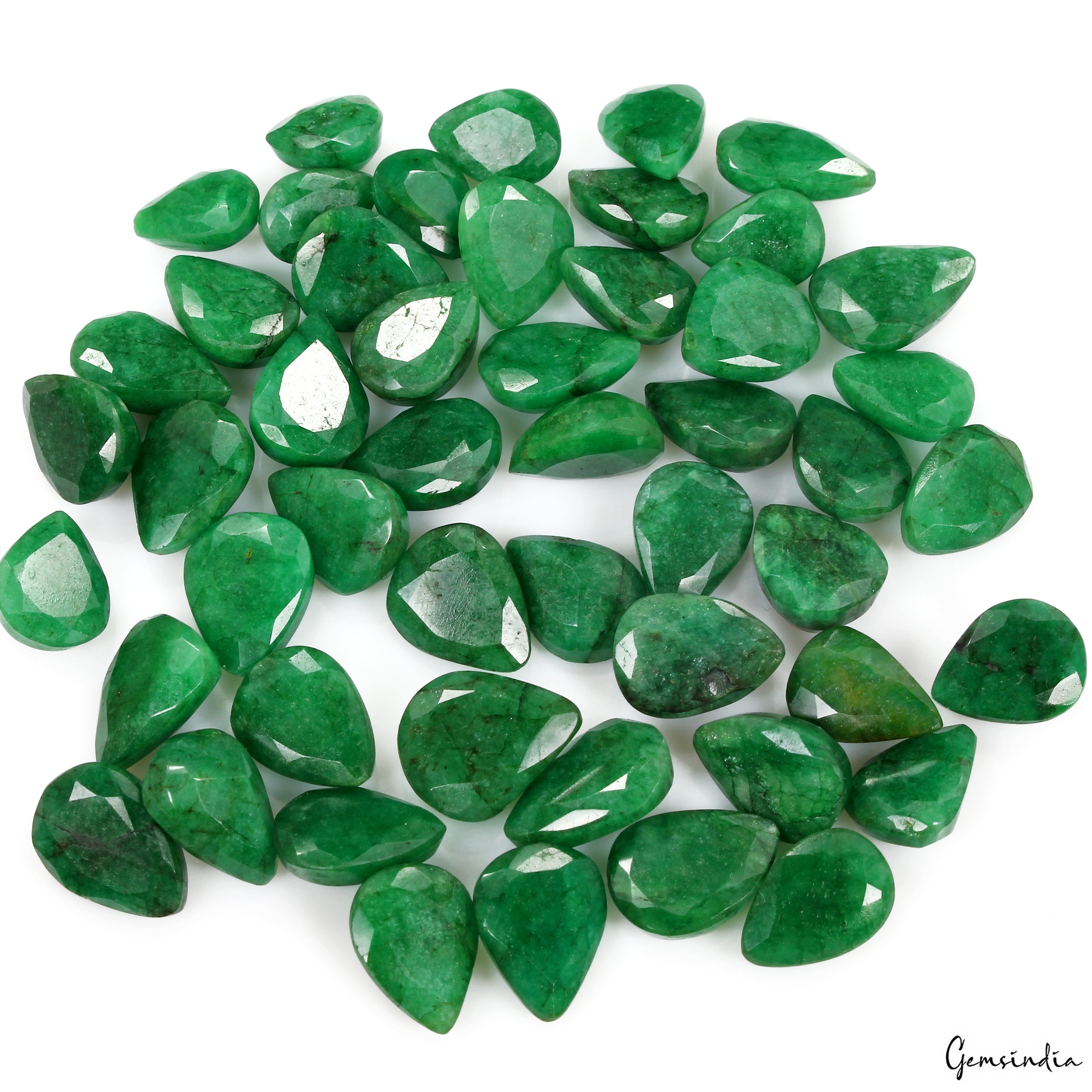 430 Ct Natural Pear Cut Brazilian Green Emerald AAA+ Loose Gemstones Lot~50 Pcs