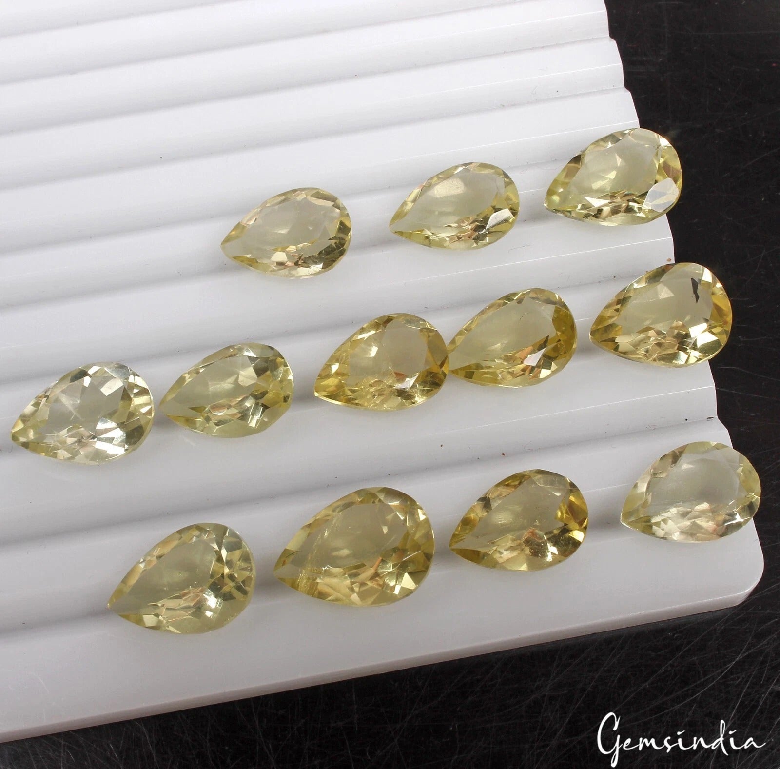 68 Ct/12 Pcs Natural Untreated Brazilian Yellow Citrine Pear Cut Gem For Jewelry