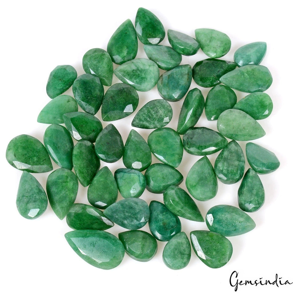 370 Cts/46 Pcs Natural Finest Green Emerald Pear Cut Loose Wholesale Gemstones