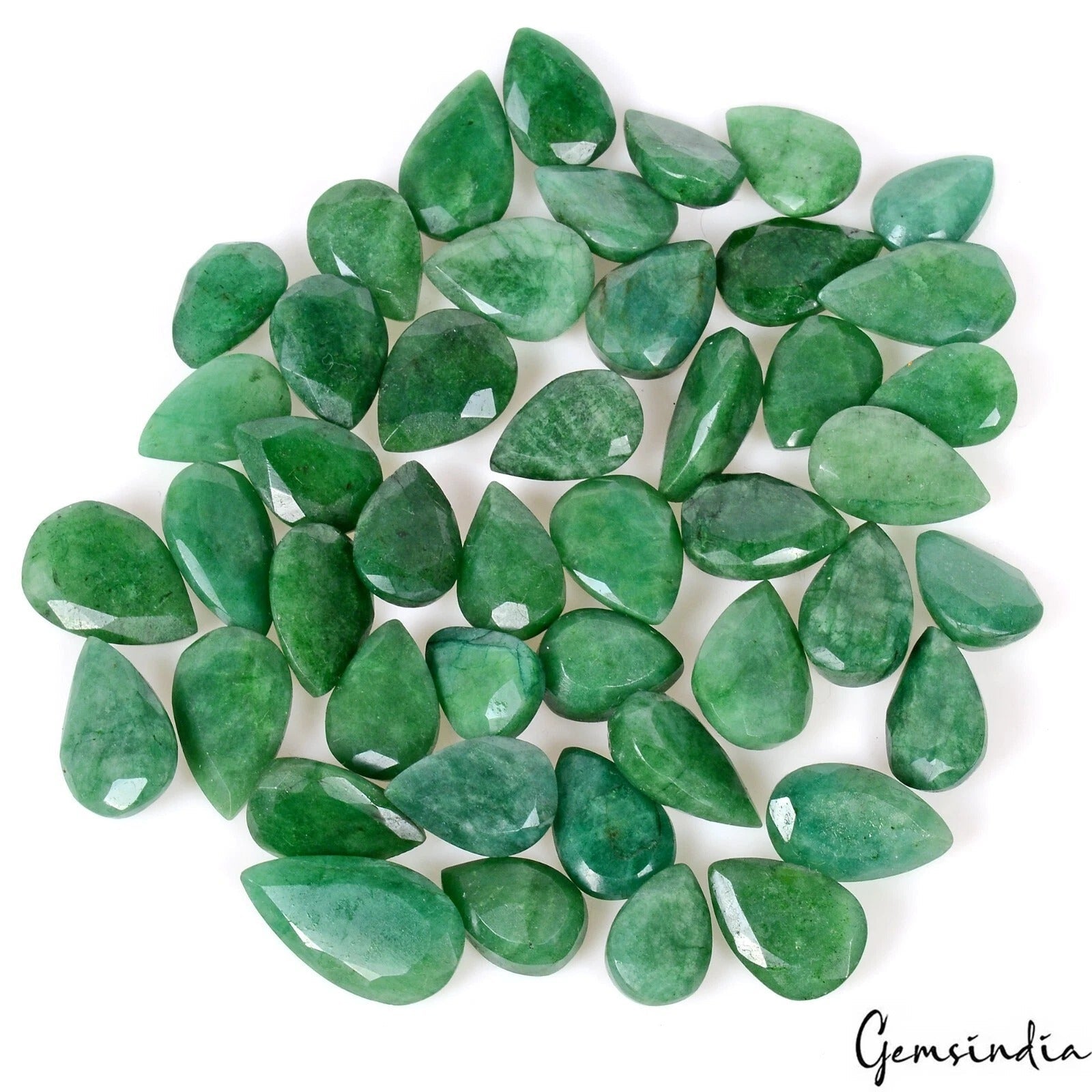 370 Cts/46 Pcs Natural Finest Green Emerald Pear Cut Loose Wholesale Gemstones