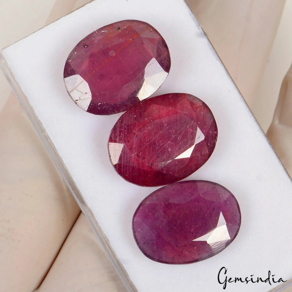 36.00 Ct 26x12-26x13mm Lot Oval Cut Natural Red Ruby - Heated, Mozambique Gems