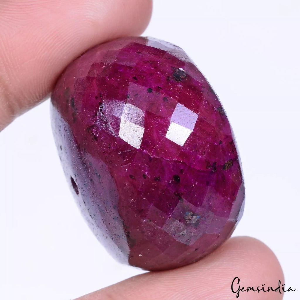 300 Ct Natural Red Ruby Round Cut Center Drilled Loose Bead Certified Loose Gems