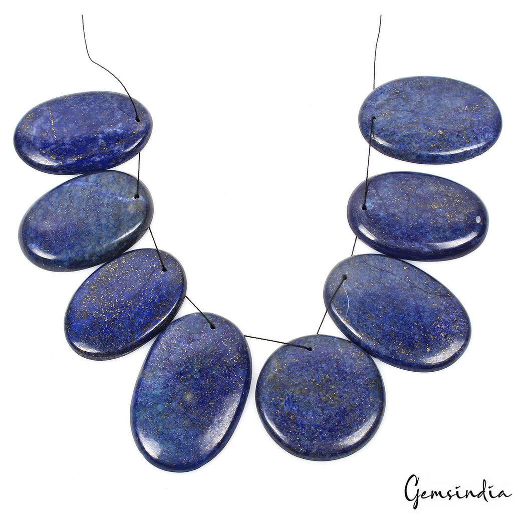 700 Ct/8 Pcs Natural Blue Lapis Lazuli Oval Drill Briolette Gems Lot For Pendant