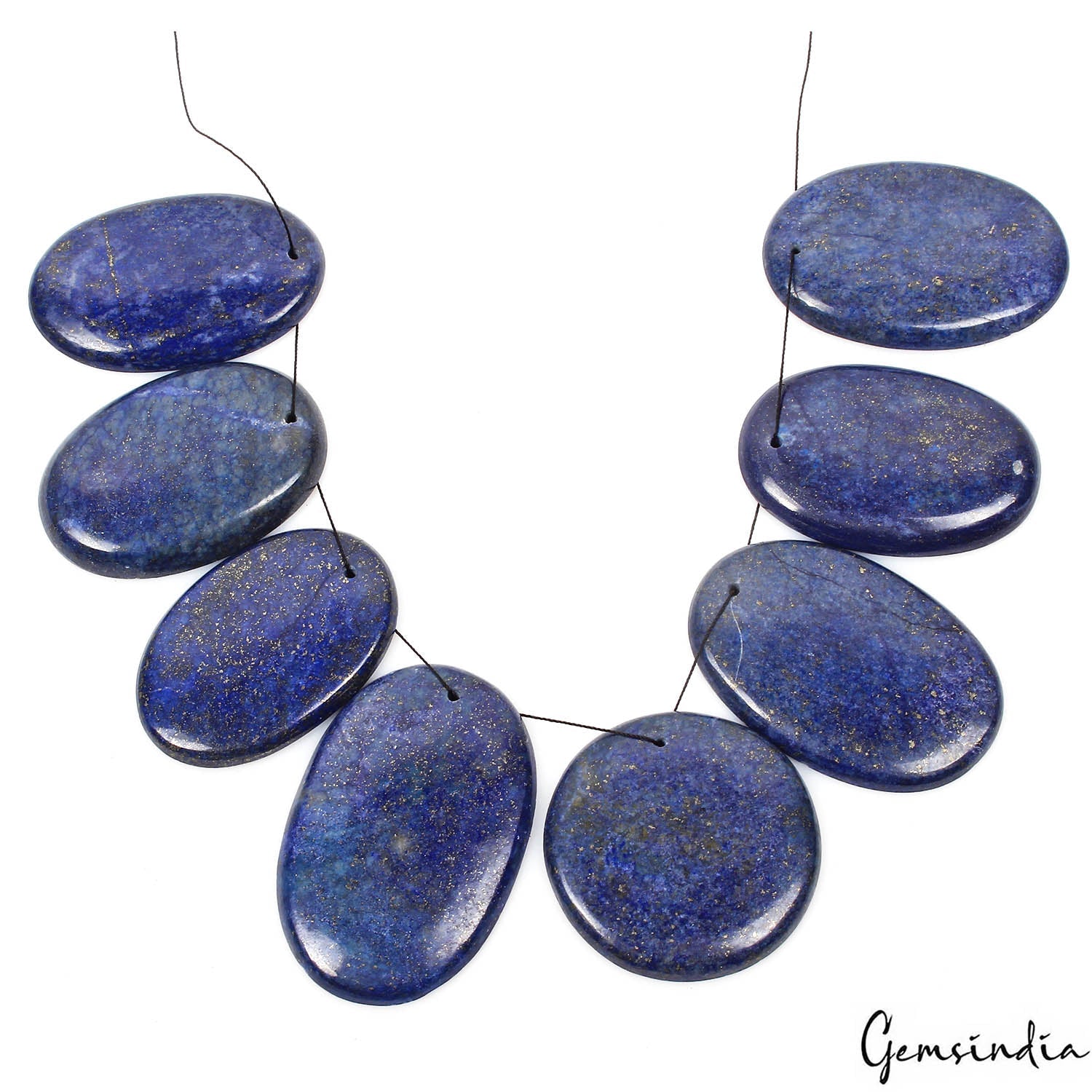 700 Ct/8 Pcs Natural Blue Lapis Lazuli Oval Drill Briolette Gems Lot For Pendant