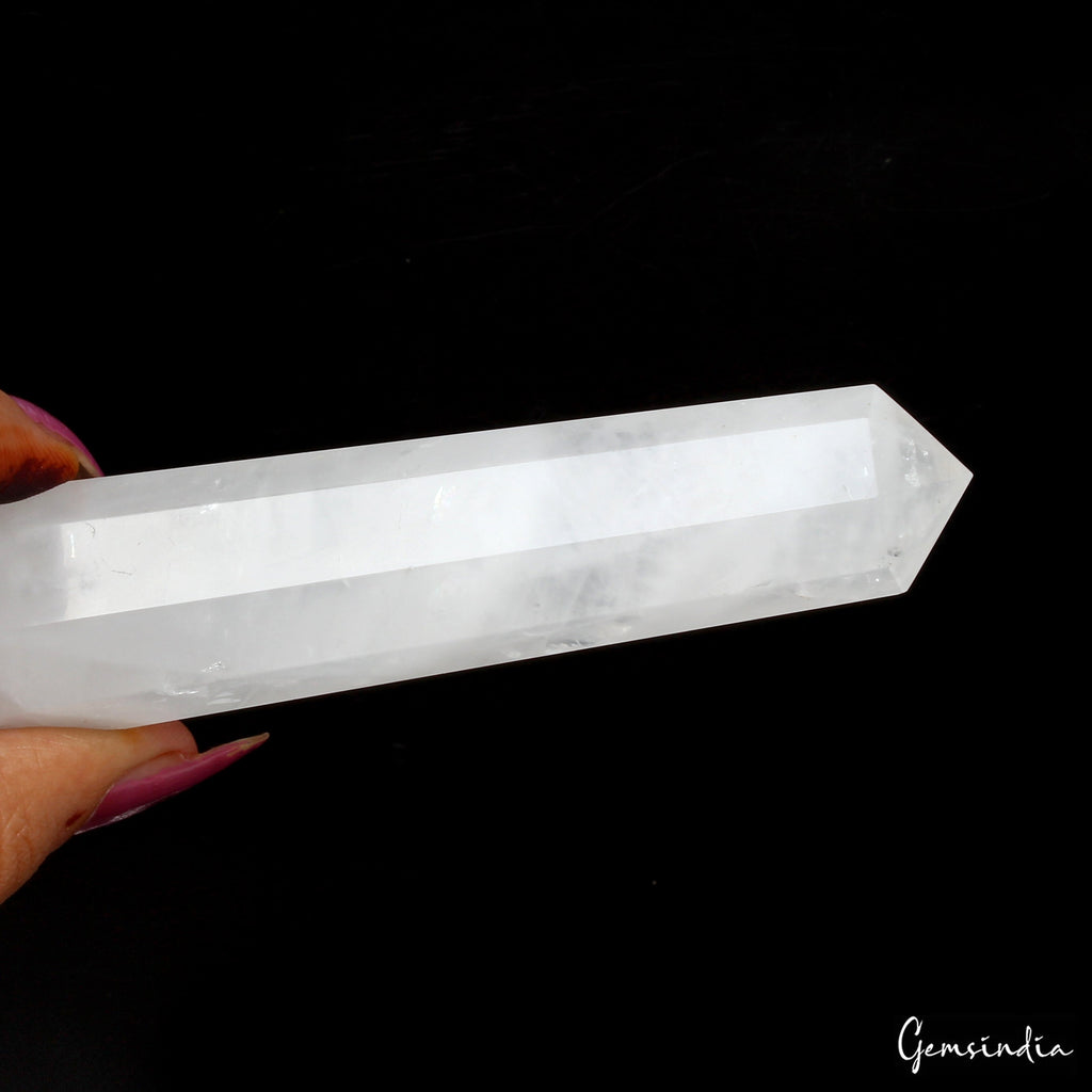 136 Gm/5.3" Natural White quartz obelisk crystal tower wand point Reiki healing