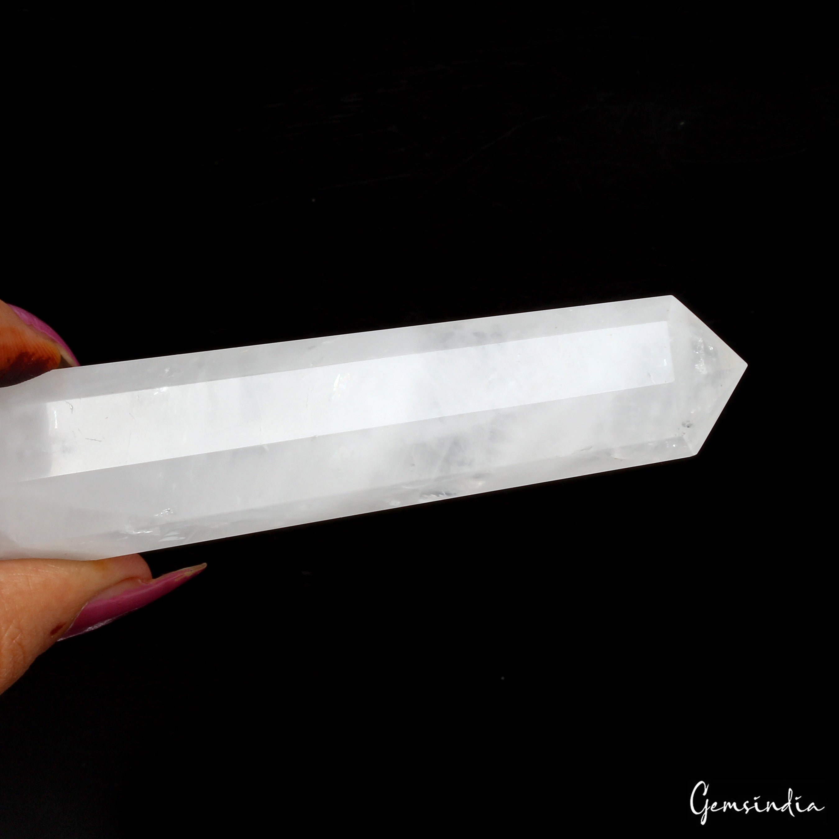 136 Gm/5.3" Natural White quartz obelisk crystal tower wand point Reiki healing