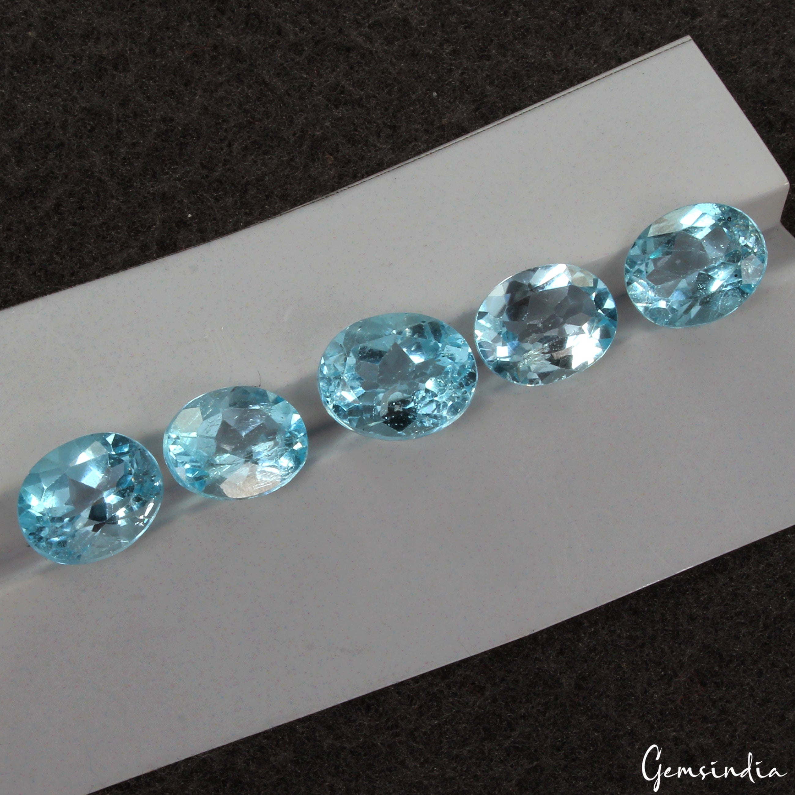 23.40Ct/5 Pcs Natural Sky Blue Topaz Brazil Oval Cut Certified 10-11mm Gemstones