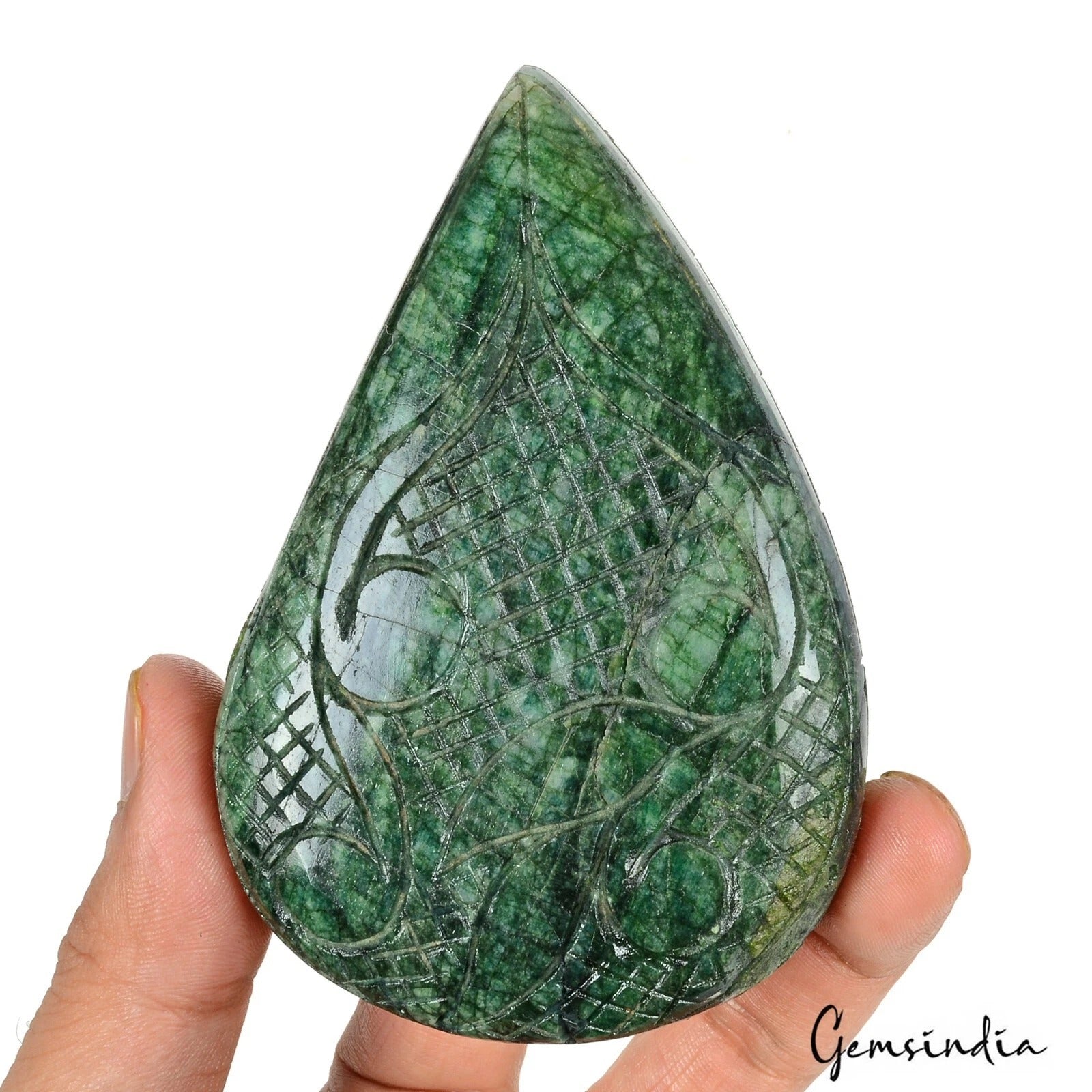 1340Ct Natural Green Emerald Pear Hand Carved Loose Earth mined Gemstone, Brazil