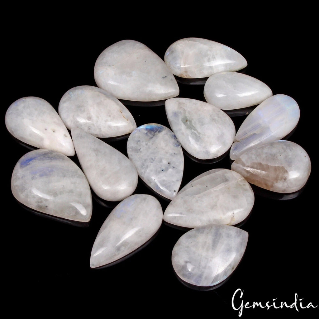 400 Ct Natural Blue Shine Moonstone Pear Shape Cabochon Loose Jewelry Gemstones