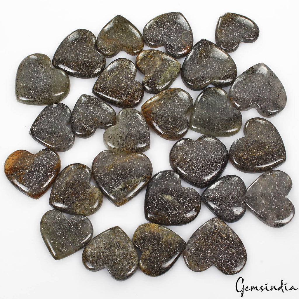 Sunstone Lot, Cabochon, Untreated, Black — 26 Pieces, 22mm to 35mm, 1200 Ct, Madagascar