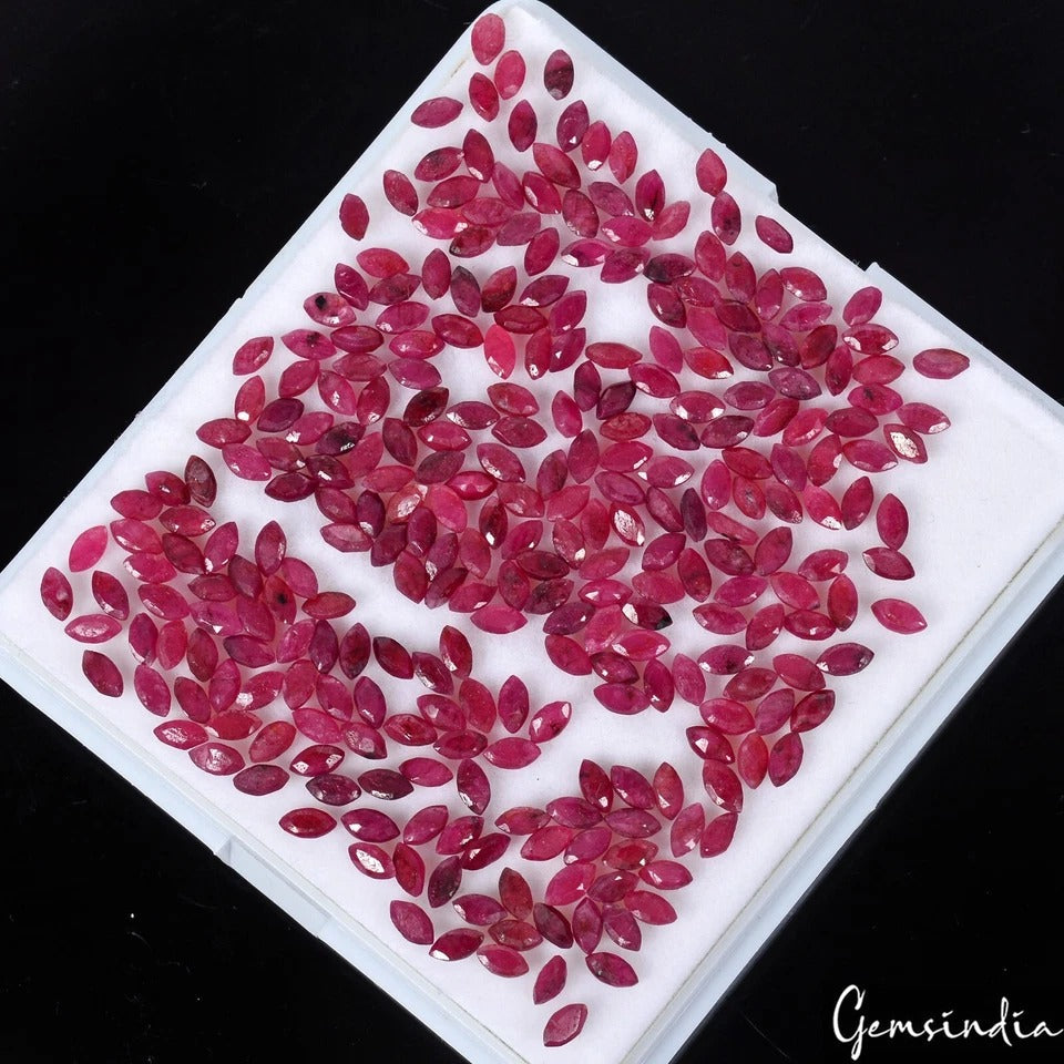 35 Cts/292 Pcs Natural Red Ruby Marquise Calibrated 4x2mm Loose Wholesale Gems