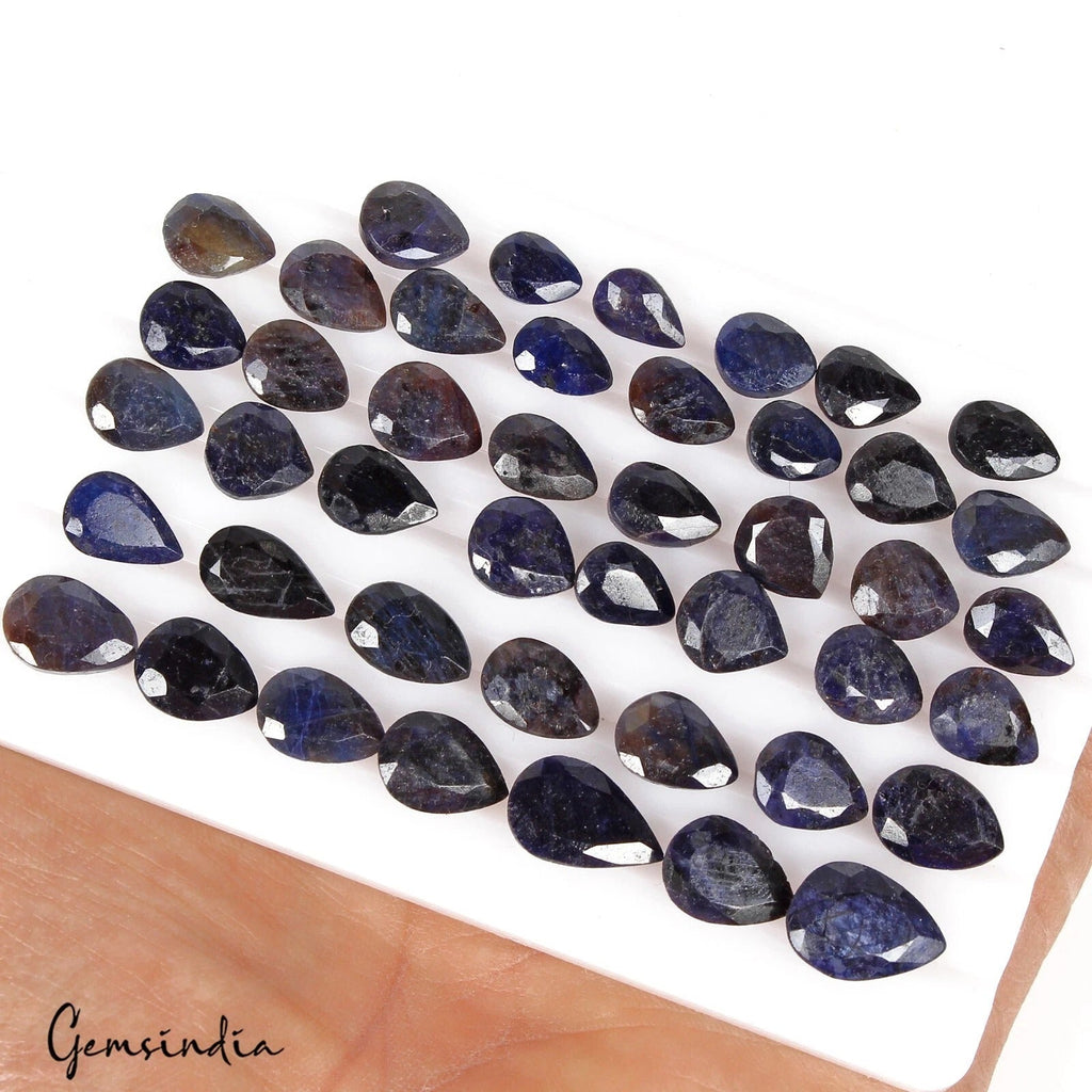 44 Pcs Natural Blue Sapphire Pear Faceted Cut 8mm-13mm Loose Gemstones 140 Cts