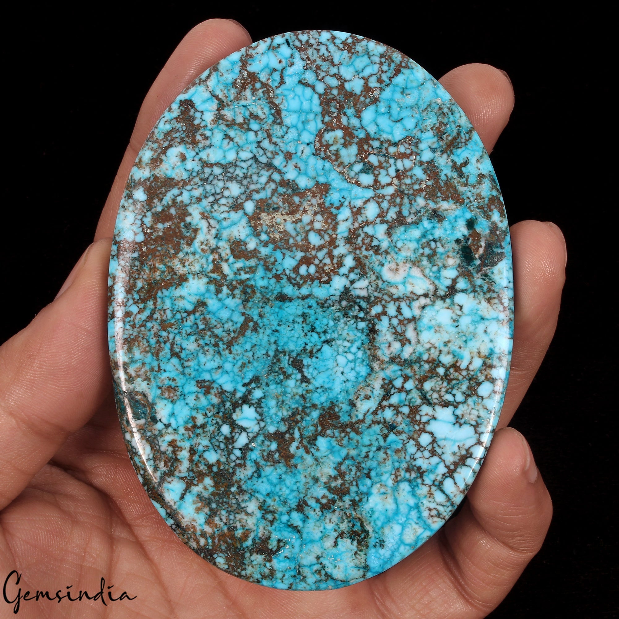 Superb Blue Turquoise 600 Ct Oval Cabochon Arizona Spiderweb Loose Gems From USA