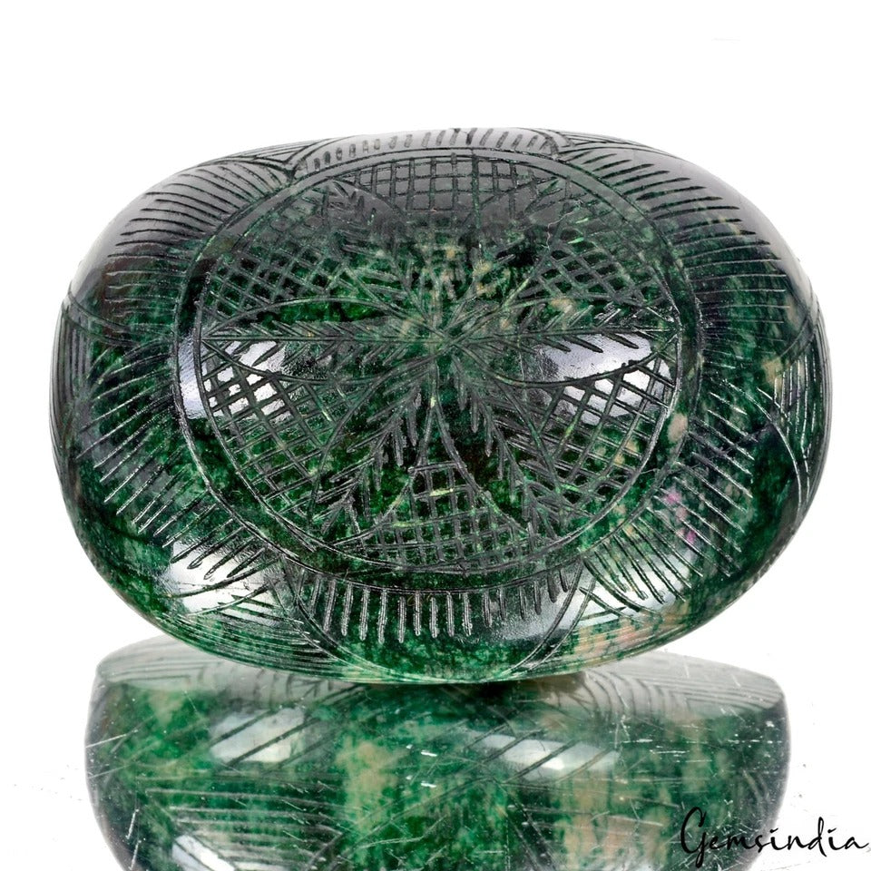 Certified 1980 Ct Natural Brazilian Emerald Amazing Carving Earth Mined Gemstone