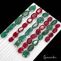 720 Cts/37 Pcs Natural Red Beryl Green Emerald Mixed Cut Loose Gems For Jewelry
