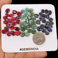 160 Ct/60 Pcs Natural Multi Color Emerald Ruby Sapphire Oval Cut Gem For Jewelry