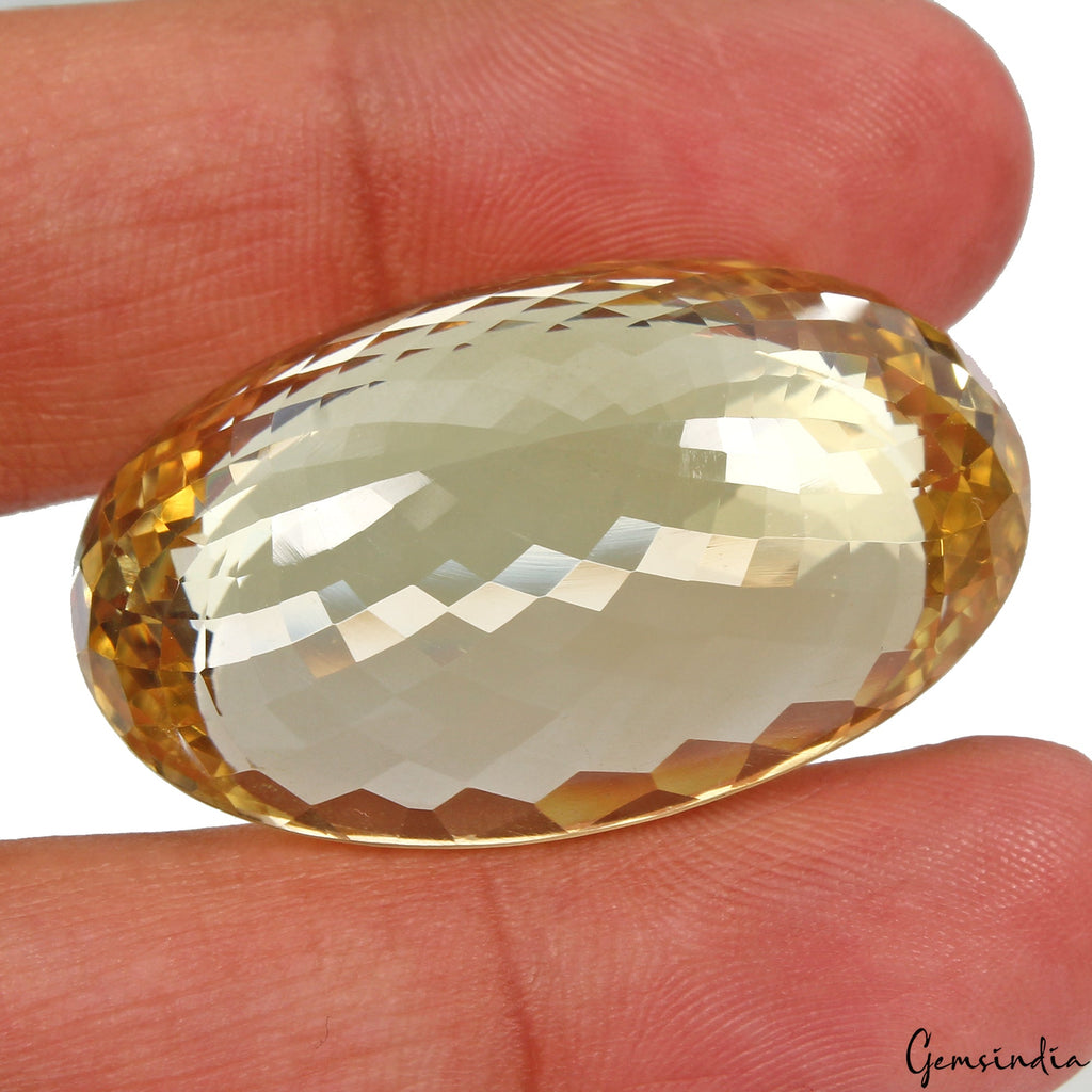 Certified 88.80 Ct Natural Yellow Citrine Oval Cut Certified Large Eye Clean Gem